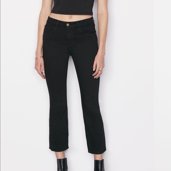 FRAME Black Le Crop Mini Boot Jeans - Picture 1 of 9